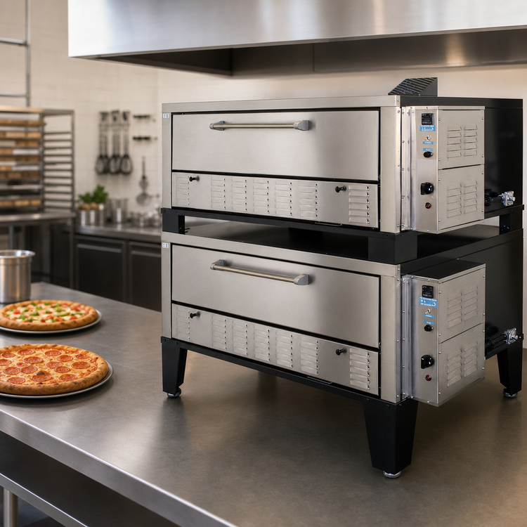 Product image #3 for Peerless CW200PESC Double-Stack Gas Deck Pizza Oven with 52 x 36 Inch Hearth Stone Interior