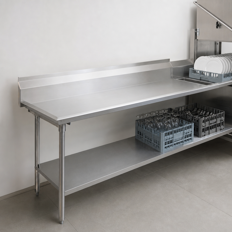 Product image #3 for Eagle Group Straight Clean Dishtable, 108-Inch W x 30-Inch D, Right-to-Left, 16 Gauge Stainless Steel Top