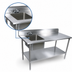 Thumbnail image #3 for John Boos 48-Inch Stainless Steel Prep Table With Left Sink Bowl, Galvanized Base, Backsplash and Faucet