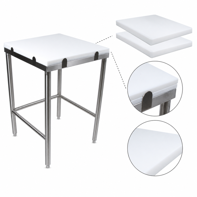Product image #3 for John Boos GMT016 50" x 36" Reversible Poly Top Breaking Table with Stainless Steel Base