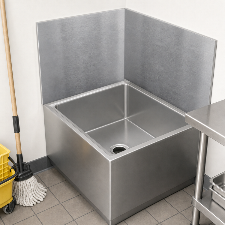 Product image #3 for John Boos Rear & Right Mop Sink Wall Guard Wainscoting for 24 x 24 Sinks
