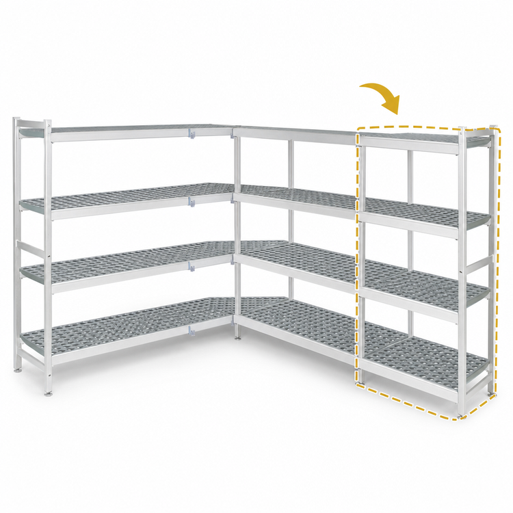 Product image #3 for Fermostock 4-Tier Corner Expansion Polymer Shelving Unit, 26"W x 22"D x 71"H
