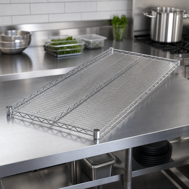 Product image #4 for Winco 72"W x 21"D Chrome Plated Wire Shelf
