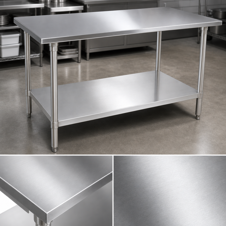 Product image #3 for John Boos Stallion 120-Inch x 30-Inch 14-Gauge Stainless Steel Flat Top Work Table with Adjustable Undershelf