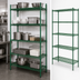 Thumbnail image #3 for Steel Works Stainless Heavy Duty 5-Tier Stationary Wire Shelving Unit, 21 x 42 x 84 Inches, Green Epoxy Coated