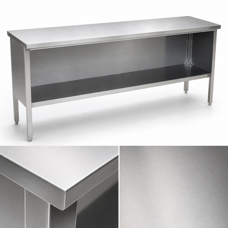 Product image #3 for John Boos EBOS4-30144 144" x 30" Stainless Steel Open Front Enclosed Base Work Table