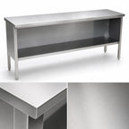 Thumbnail image #3 for John Boos EBOS4-30144 144"W x 30"D Stainless Steel Open-Front Enclosed Base Work Table, 14-Gauge 300 Series Top, Fixed Undershelf