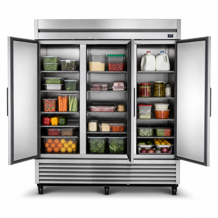 Product image #3 for True T-72-HC Three-Section Reach-In Solid Door Refrigerator