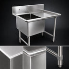 Thumbnail image #3 for John Boos 1B244-1D24R-X 1-Compartment Stainless Steel Sink with Right Drainboard, 24 x 24 x 14-Inch Bowl, 10-Inch Backsplash