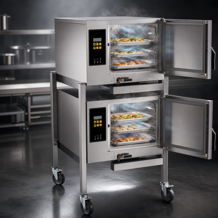Product image #3 for AccuTemp Evolution 2-Compartment Floor Model Boilerless Electric Convection Steamer, 3-Pan Capacity per Compartment, 208V