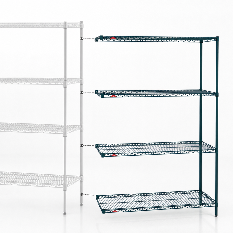 Product image #3 for Metro Super Erecta Metroseal 3 4-Shelf Add-On Wire Shelving Unit, 48W x 24D x 63H