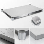 Thumbnail image #3 for John Boos SSK8-2496 96"W x 24"D Stainless Steel Work Table Undershelf, 18-Gauge 300 Series