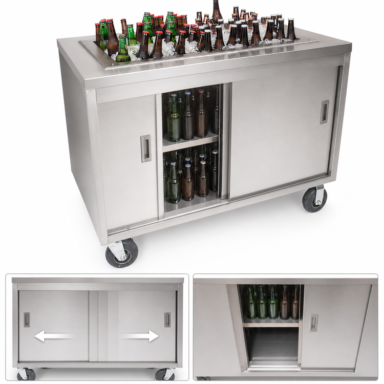 Product image #3 for BK Resources Portable Beverage Center with Sliding Doors and 48 x 20-Inch Ice Bin, 60 x 30 x 36 Inches