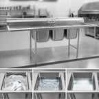 Thumbnail image #3 for Eagle Group 314-16-3-X 3-Compartment Floor Model Sink, 58-3/4 Inch Wide, 304 Stainless Steel, Galvanized Legs, Without Drainboards