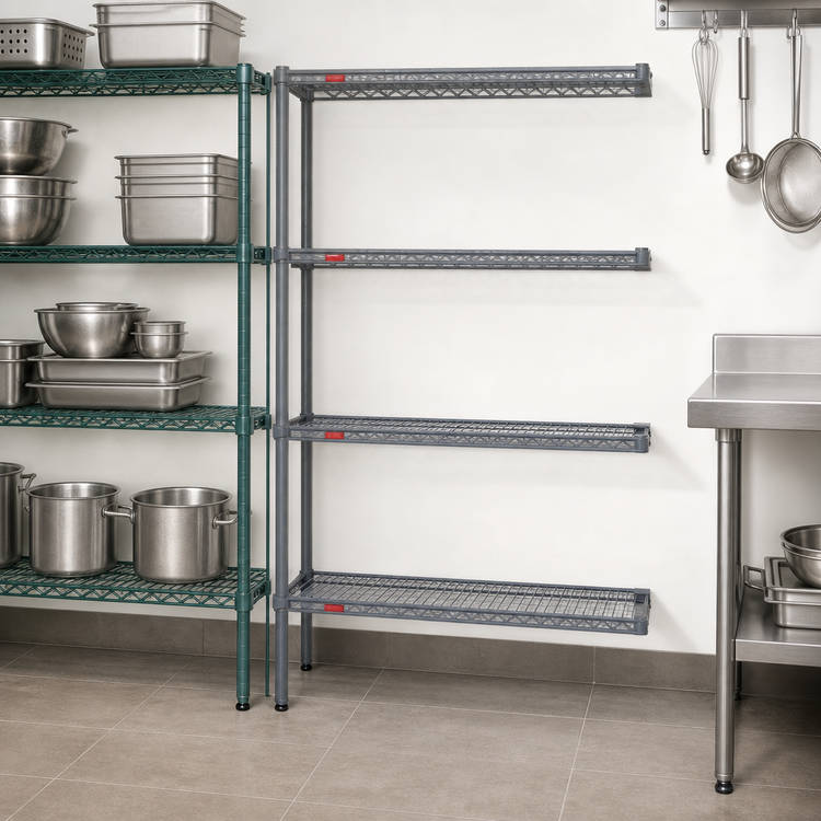Product image #3 for Eagle Valu-Master 4-Tier Wire Add-On Shelving Unit, 48W x 18D x 74H, Pewter Gray Epoxy