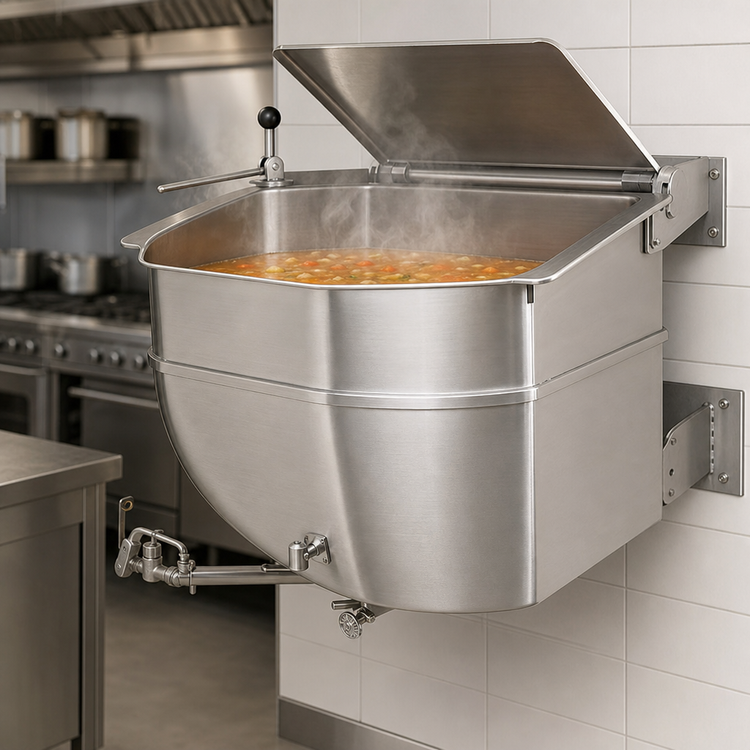 Product image #3 for Legion LTWC-40 40-Gallon Wall-Mounted Stationary Direct Steam Kettle