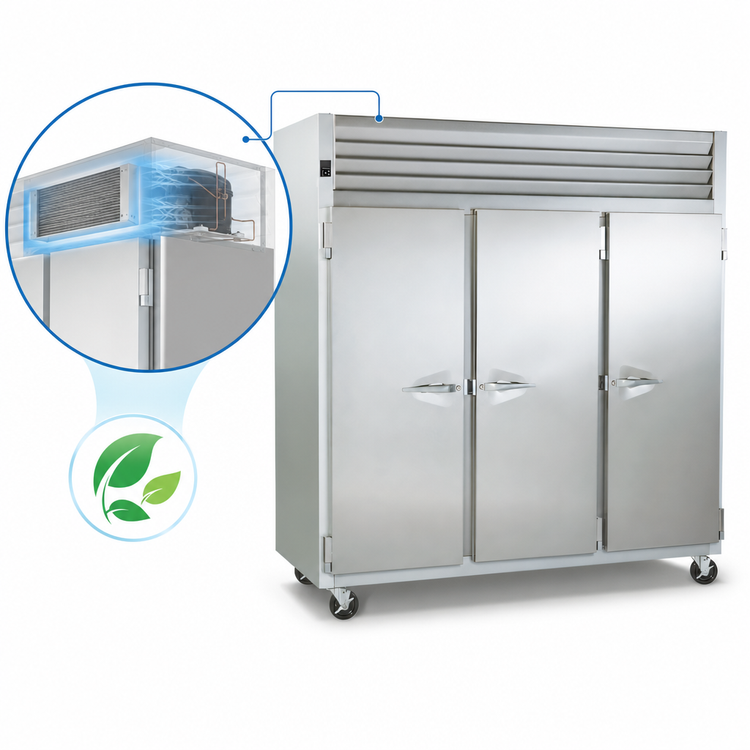 Product image #3 for Traulsen Dealer's Choice G-Series 3-Section Reach-In Freezer with Full-Height Solid Doors, Self-Contained Top-Mounted R-290 Refrigeration