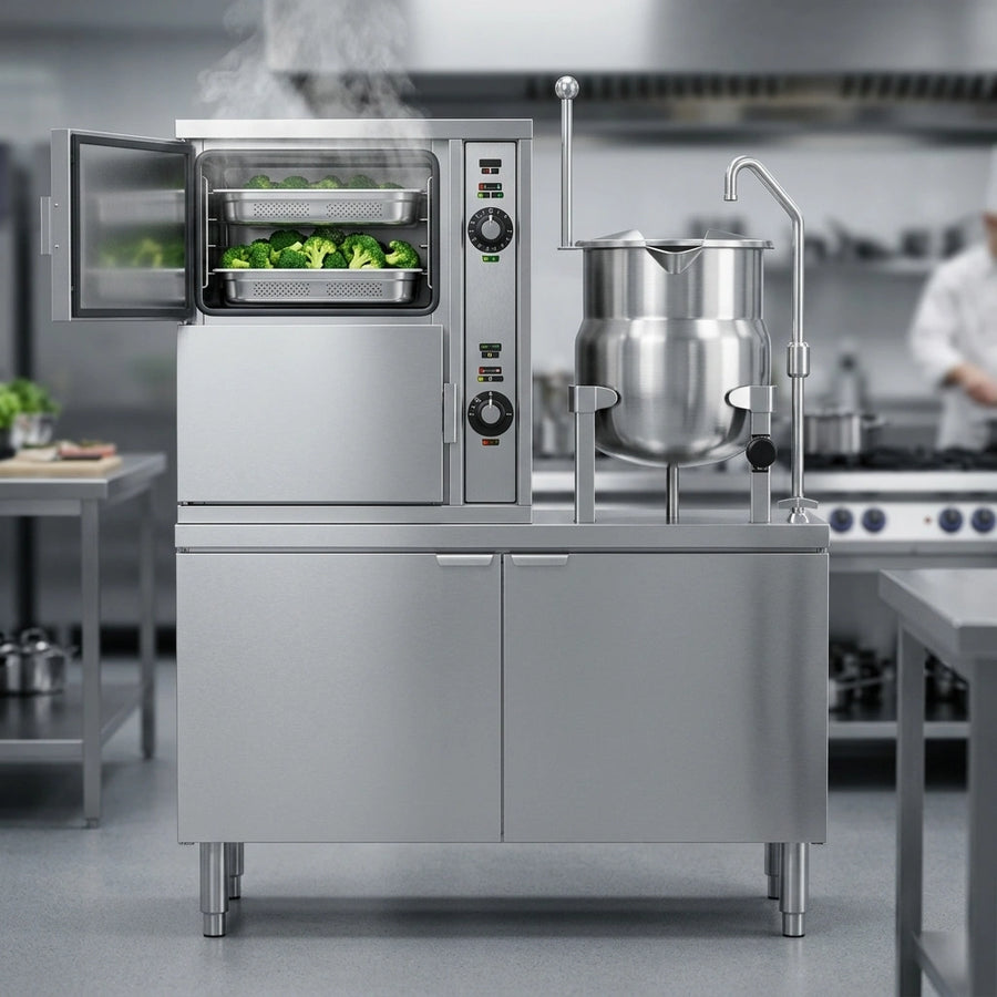 Experience high-volume efficiency with this steamer's two compartments, designed for simultaneously cooking multiple dishes with ease.