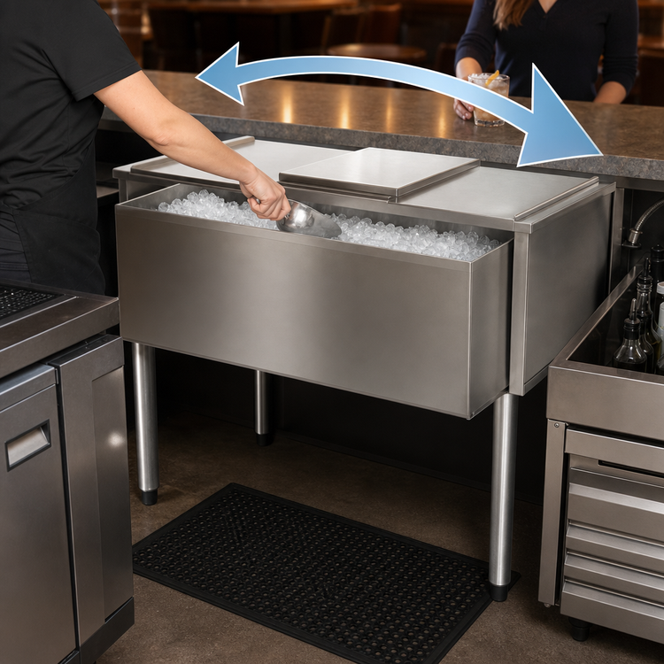 Product image #3 for Eagle Group 2200 Series Underbar Pass-Thru Ice Bin with 7-Circuit Cold Plate, 175 lb. Capacity, 36 x 24 Inch