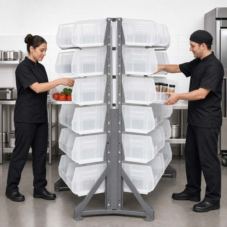 Product image #3 for Quantum Double-Sided Rail Rack Kit with 12 Rails and 48 Clear Bins