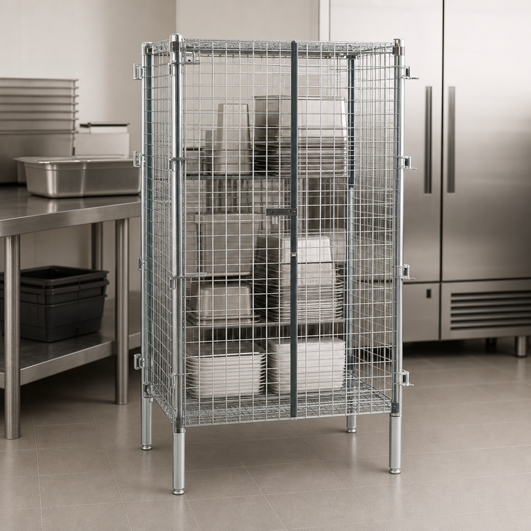 Product image #3 for Eagle Group QuadTruss Stationary Open Wire Security Cage, 33-1/4 x 33-1/4 x 67 Inch, Chrome-Plated