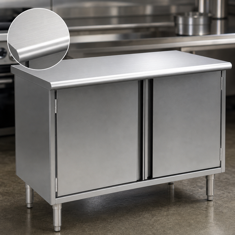 Product image #3 for Eagle Spec-Master 120-Inch x 24-Inch 14-Gauge Stainless Steel Enclosed Base Work Table with Hinged Doors