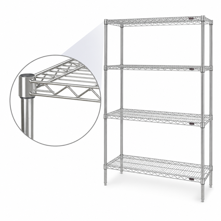 Product image #3 for Eagle Group Stationary 4-Tier Starter Wire Shelving Unit, 36W x 24D x 63H, Stainless Steel Finish