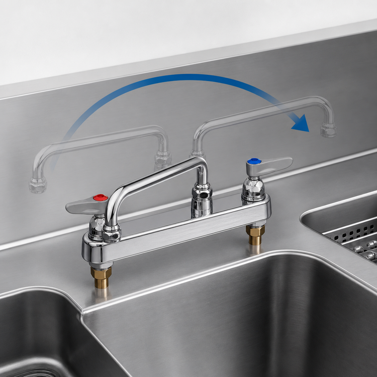 Product image #3 for T&S Brass B-1121-XS 8-Inch Centers Deck-Mounted Workboard Faucet with 8-Inch Swing Nozzle