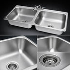Thumbnail image #3 for Advance Tabco DI-2-208 Two-Compartment Drop-In Sink, 18-Gauge 304 Stainless Steel, 20" x 16" x 8" Bowls, 8" Swing-Spout Faucet, Basket Drains
