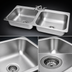 Thumbnail image #3 for Advance Tabco Two-Compartment Drop-In Sink, 18-Gauge 304 Stainless Steel, with 8-Inch Swing Spout Faucet and Basket Drains