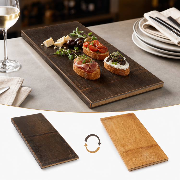 Product image #3 for American Metalcraft Rectangular Reversible Carbonized Bamboo Serving Board, 18-1/4 x 9 Inches