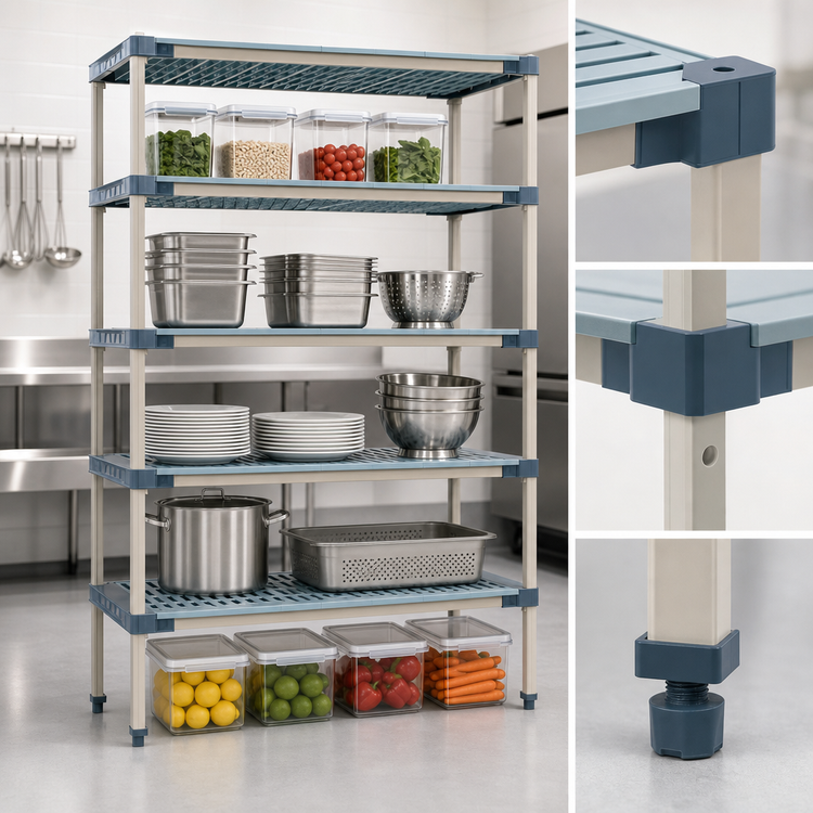 Product image #3 for MetroMax 4 Stationary 5-Shelf All-Polymer Starter Shelving Unit, 42W x 24D x 74H