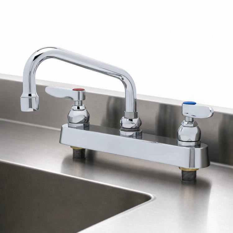 Product image #3 for T&S Brass Workboard Deck-Mount Mixing Faucet, 8-Inch Centers, 6-Inch Swing Nozzle, 1.5 GPM Aerator