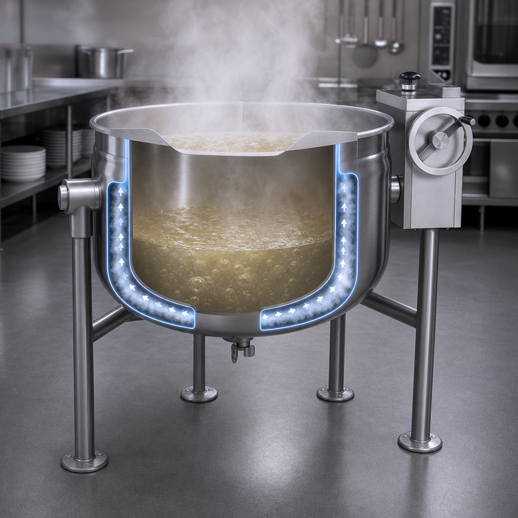 Product image #3 for Crown DLT-40F 40 Gallon Direct Steam Full Jacketed Tilting Kettle