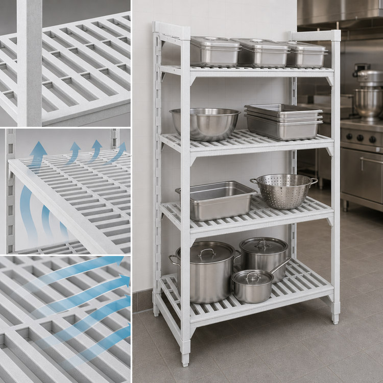 Product image #4 for Camshelving Premium 30"W x 18"D x 84"H 4-Tier Vented Stationary Starter Polymer Shelving Unit
