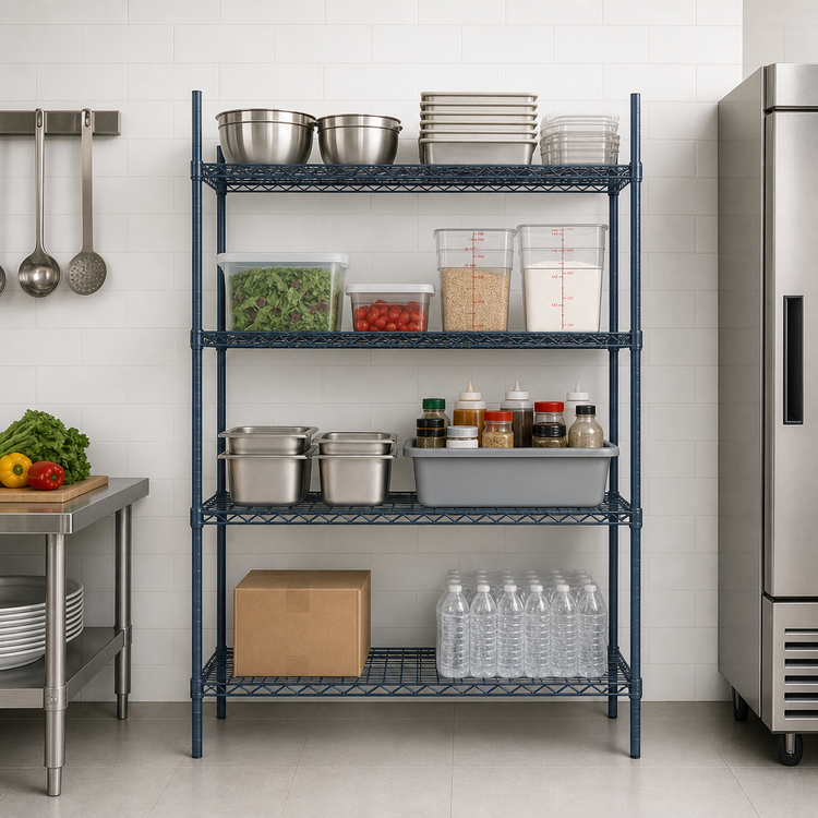 Product image #3 for Mixrite 4-Shelf Epoxy Wire Shelving Unit, 72 x 18 x 74 Inches, Slate Gray