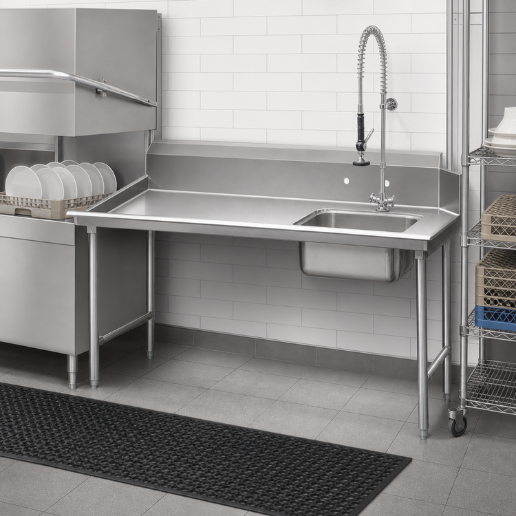 Product image #3 for Advance Tabco 83-Inch Left-Hand Straight Soil Dish Table with Pre-Rinse Sink, 304 Stainless Steel