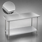 Thumbnail image #3 for Advance Tabco AG-367 84" x 36" 16-Gauge 430 Stainless Steel Flat-Top Work Table with Adjustable Galvanized Undershelf