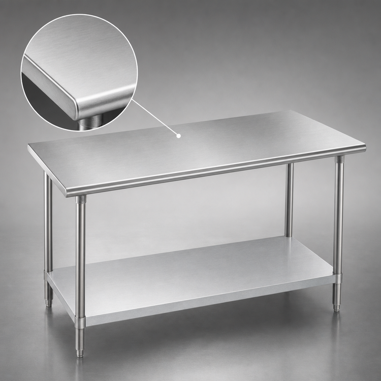 Product image #3 for Advance Tabco 84" x 36" 16 Gauge 430 Stainless Steel Flat Top Work Table with Galvanized Undershelf