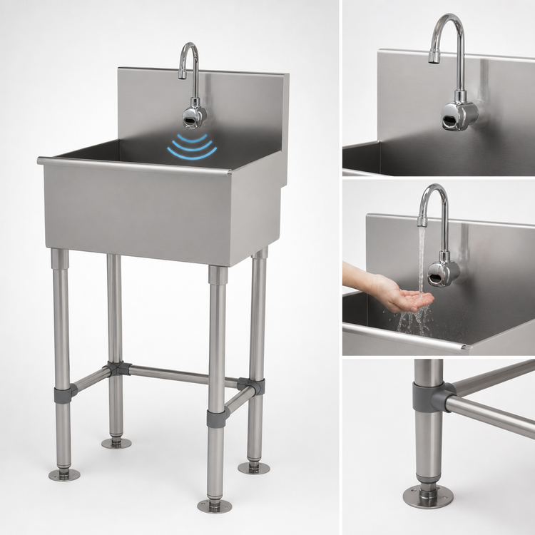 Product image #3 for Advance Tabco WSS-16-25EF-FM One-Station Freestanding Service Sink with Electronic Faucet