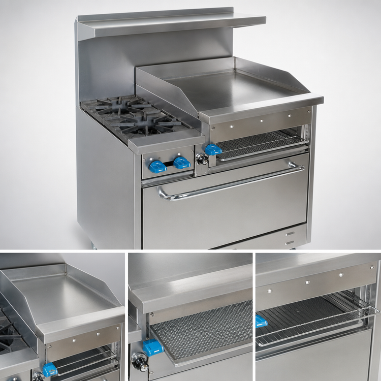 Product image #2 for Comstock-Castle 24-Inch Commercial Gas Range with Raised Griddle and Space-Saver Oven
