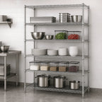 Thumbnail image #3 for Quantum WR86-1272S-5 5-Shelf Stationary Wire Shelving Starter Kit, 72"W x 12"D x 86"H, 304 Stainless Steel