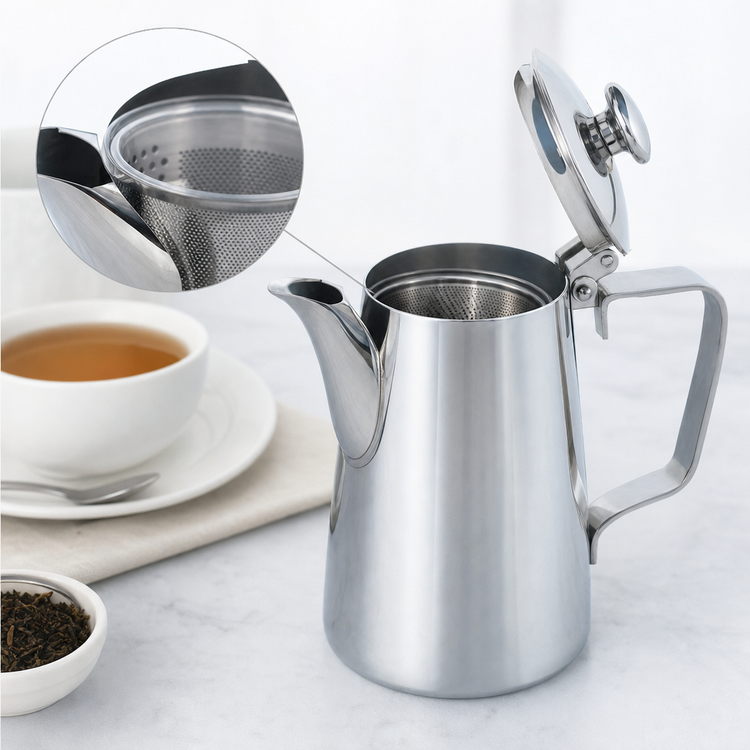 Product image #3 for Melody 10 oz. 18/10 Stainless Steel Tea and Coffee Server with Lid and Built-In Strainer