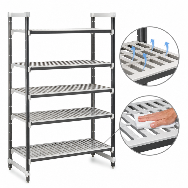 Product image #3 for Camshelving Elements XTRA 18 x 24 x 84 Inch 5-Tier Vented Stationary Starter Polymer Shelving Unit, Speckled Gray