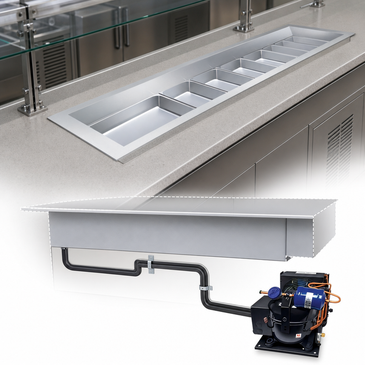 Product image #3 for Hatco CWBR-S4 Top-Mount Remote Refrigerated Slim Drop-In Cold Well, 4 Full-Size Pans