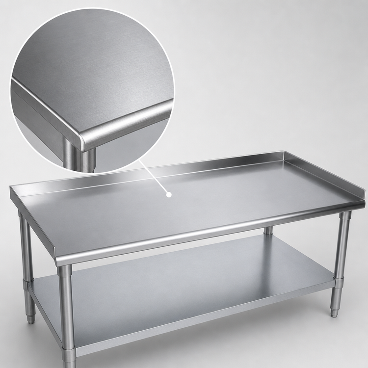 Product image #3 for BK Resources 37" x 30" Stainless Steel Equipment Stand with 3-Sided Riser and Galvanized Undershelf