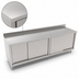 Thumbnail image #3 for John Boos 132-Inch x 30-Inch Enclosed Work Table Cabinet Base with Sliding Doors, 14-Gauge Stainless Steel Top and 5-Inch Backsplash