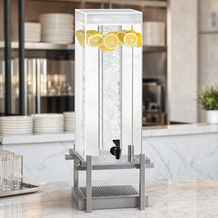 Product image #3 for Cal-Mil One by One 5 Gallon Single Acrylic Beverage Dispenser with Ice Chamber and Drip Tray