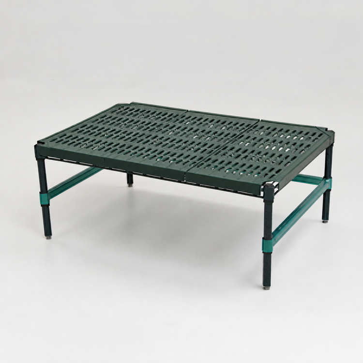 Product image #3 for QuadPlus Mobile Dunnage Rack with Louvered Polypropylene Mat, 36 x 24 x 14 Inch, 800 lb Capacity