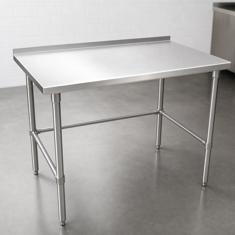 Product image #3 for John Boos Stallion 84" x 30" 16-Gauge Stainless Steel Top Work Table with 1-1/2" Rear Backsplash and Safety Edge